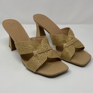 A New Day Tia Beige Woven Heeled Mules